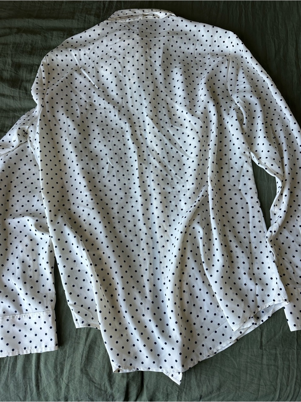 Ralph Lauren White Blouse with Polka Dots and Tie Neck - Picture 4 of 6